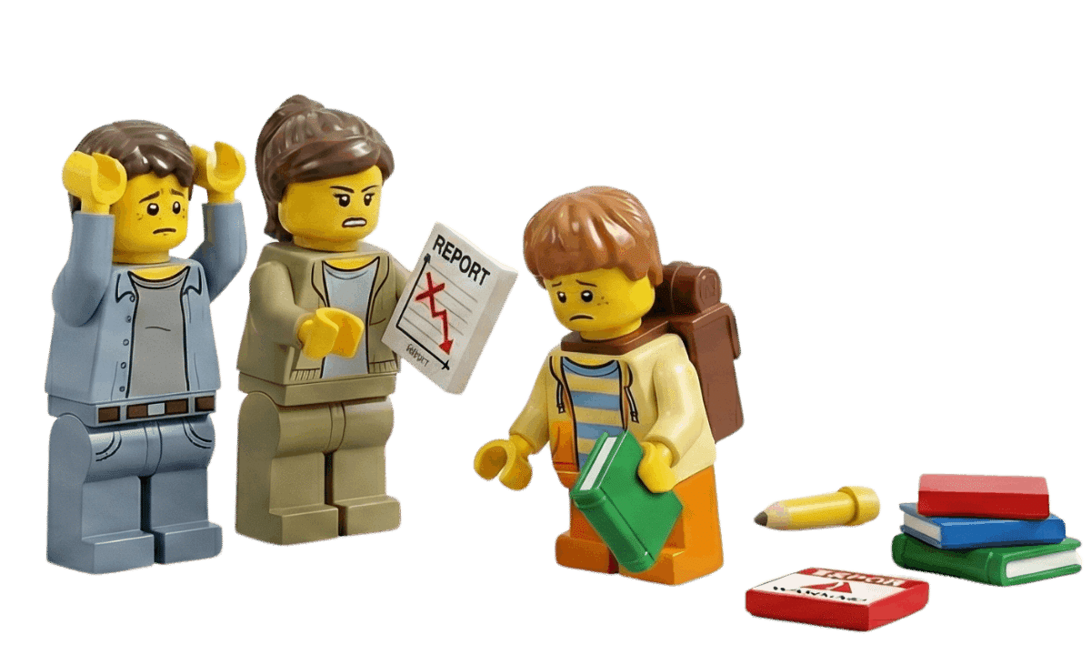 Parents and child feeling overwhelmed by traditional school
